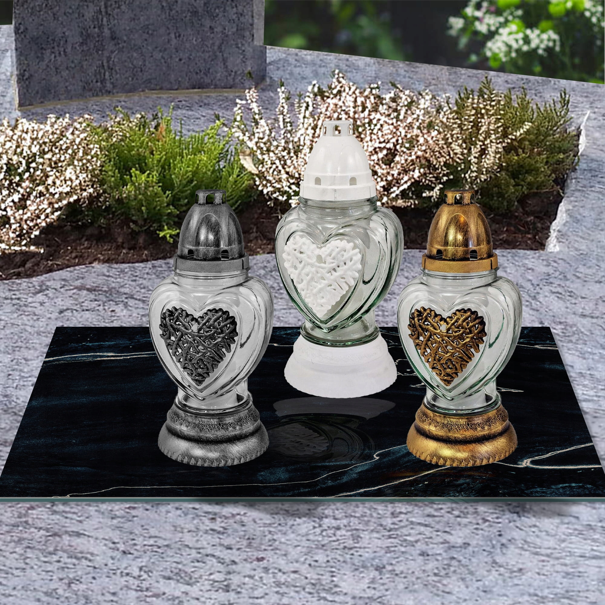 SZKLANA PODSTAWKA POD ZNICZE 60x20cm Marmur 36c Materiał szkło hartowane