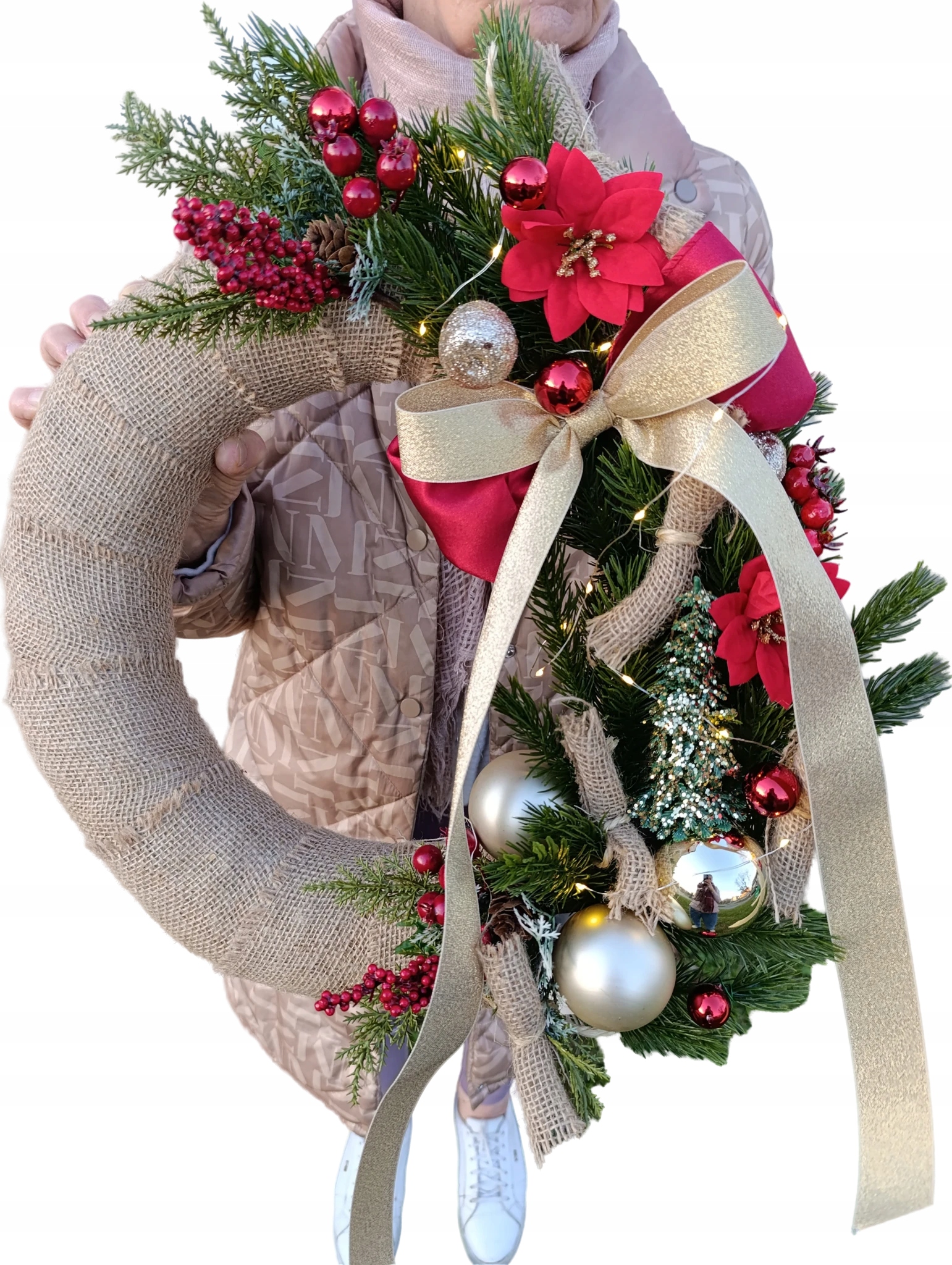 Věnec na dveře Vánoční Dekorace Rustikální vánoční Smrk vánoční baňky