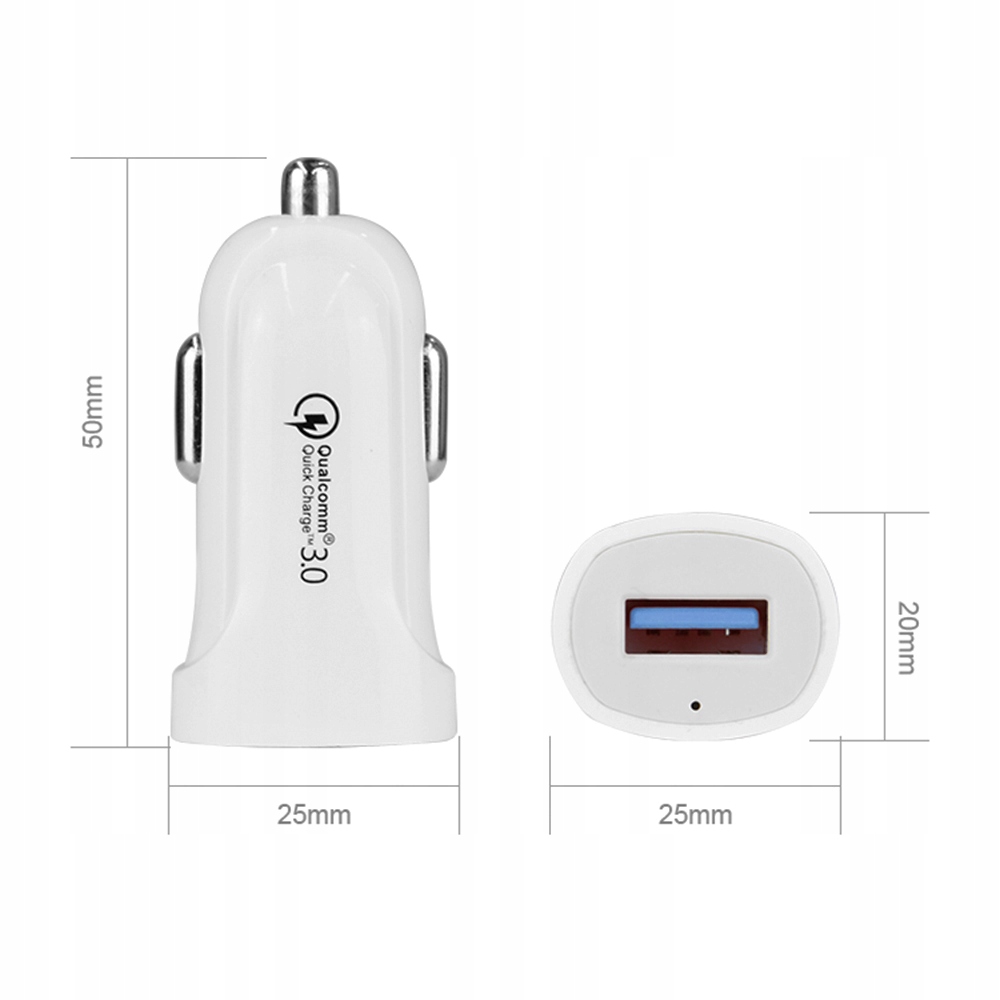 ŁADOWARKA SAMOCHODOWA SZYBKA QUICK CHARGE DO SAMOCHODU AUTA 3.0 QC 3.1A Kod producenta 01913