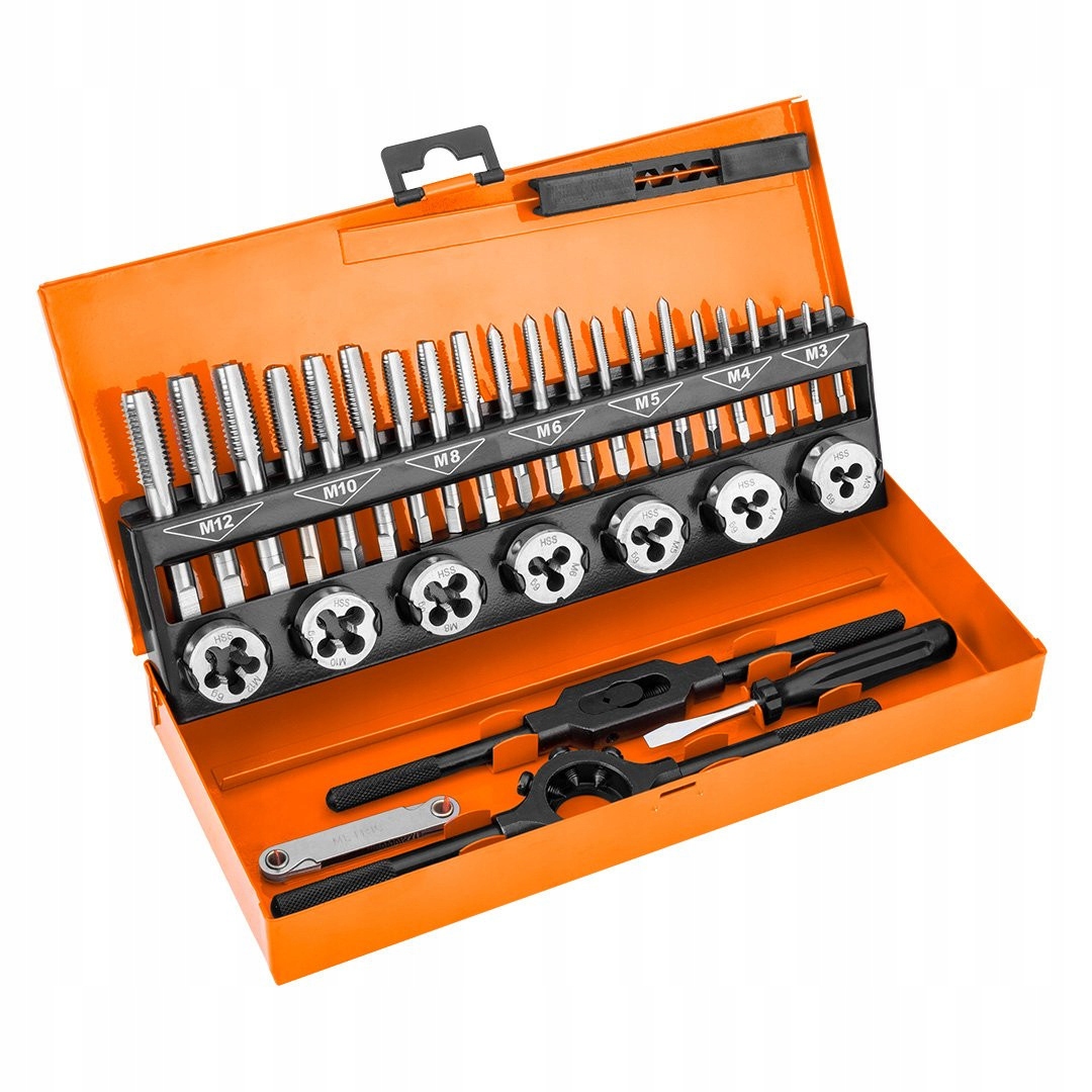 Nářezy a závitníky M3-M12, sada 32 ks Hss v kufříku