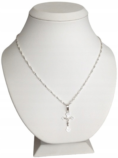 Łańcuszek srebrny komunijny / chrzest + krzyżyk Długość całkowita 40 cm