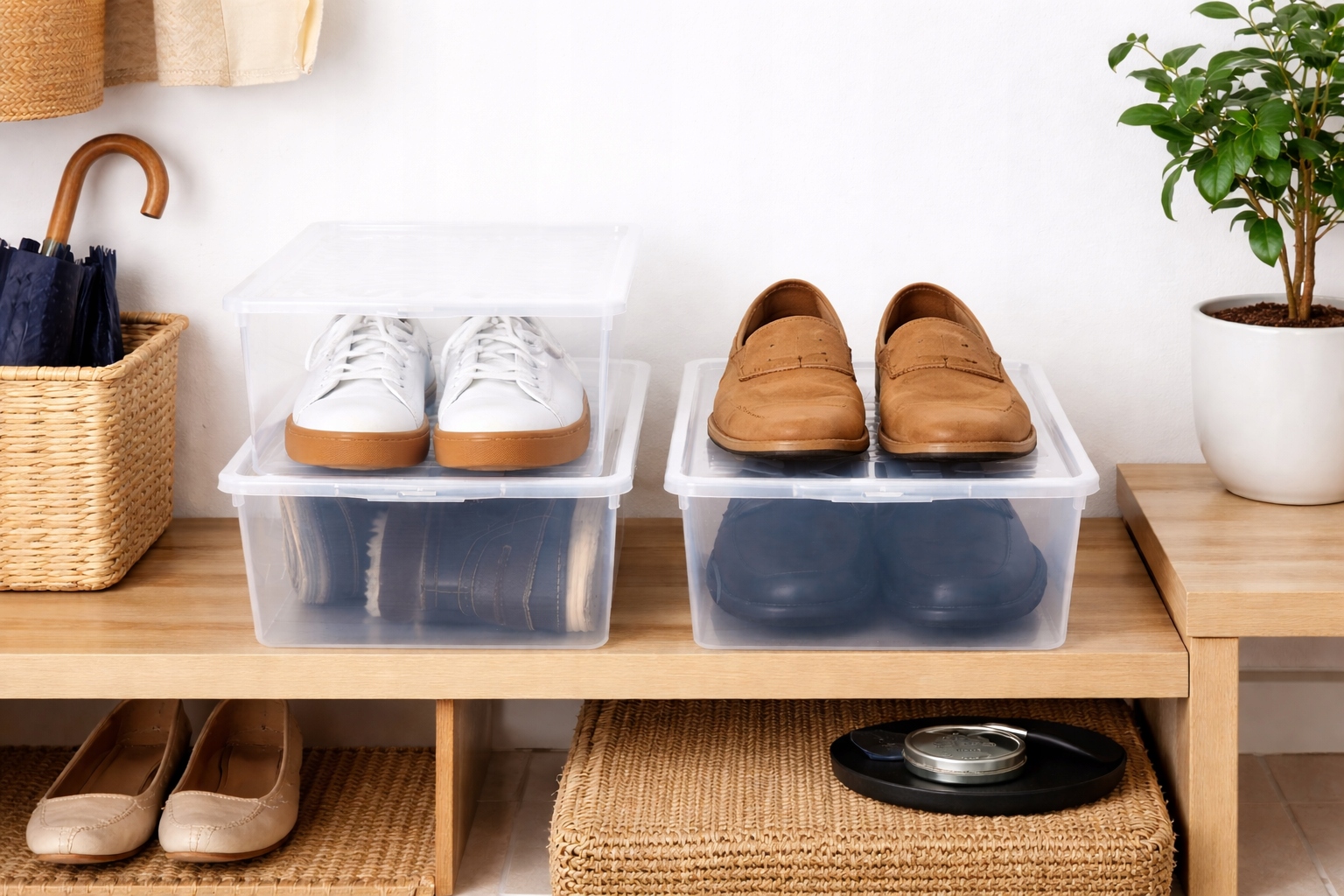 Pojemnik na buty męskie duży organizer z pokrywą przezroczysty praktyczny