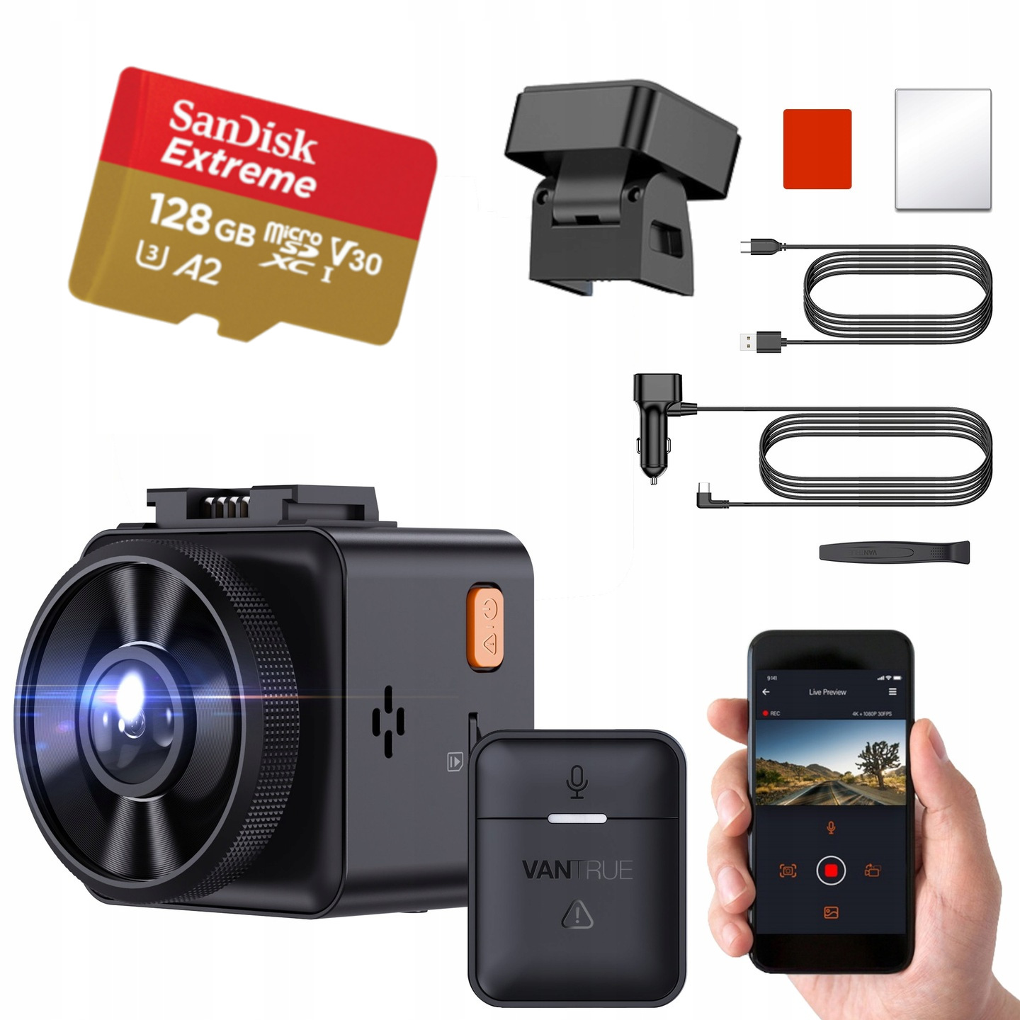 

Rejestrator Vantrue E1 2,5K Gps Wifi Pilot 128GB