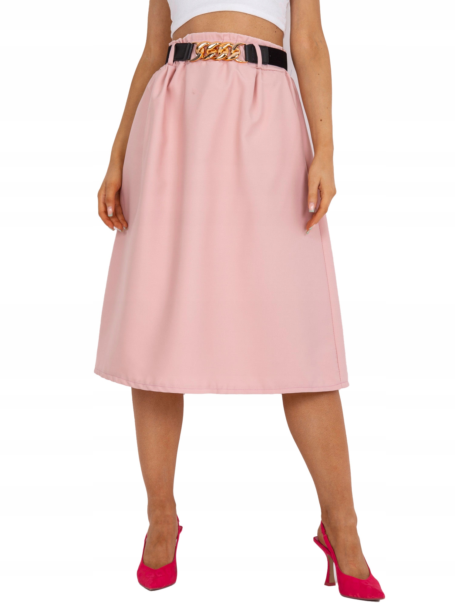 

Spódnica Damska Trapezowa Midi z paskiem kieszenie