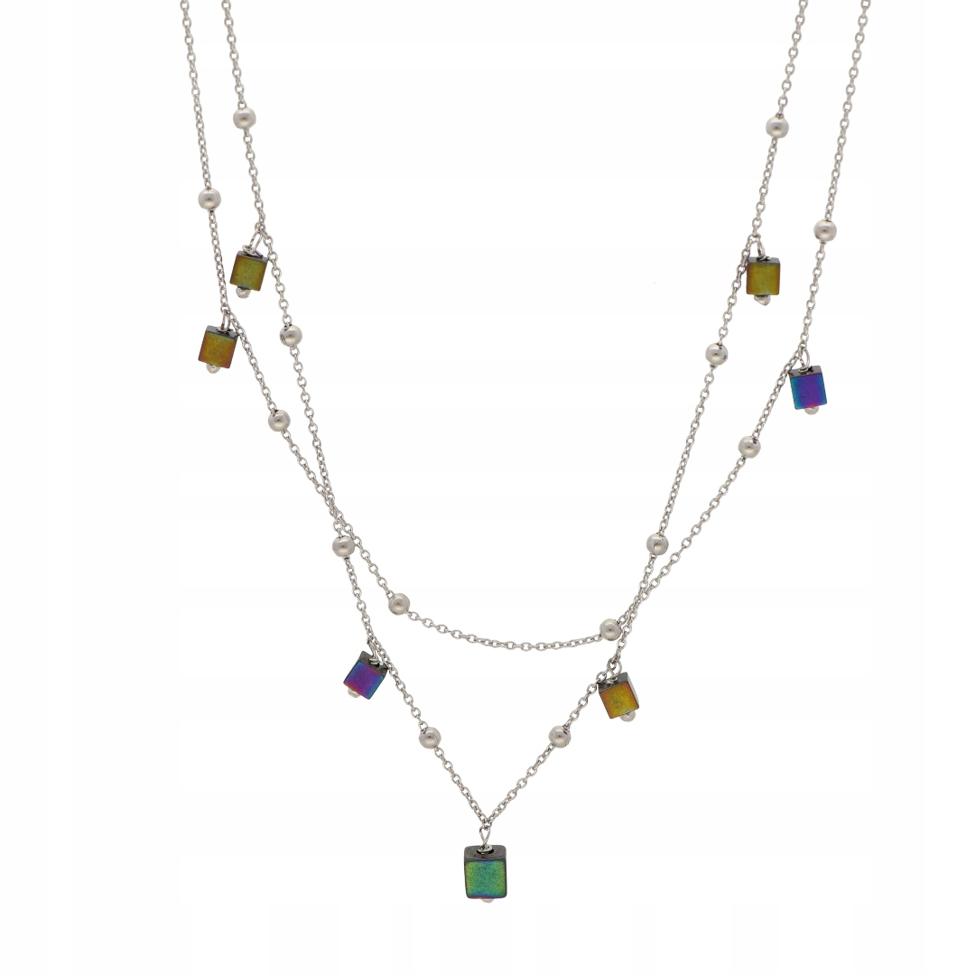 Náhrdelník celebrity dvojitý s hematitem stříbro