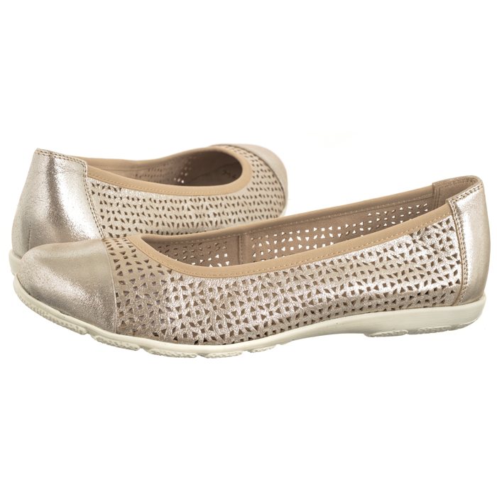 Dámské kožené baleríny Caprice béžové 9-22151 Taupe Metallic
