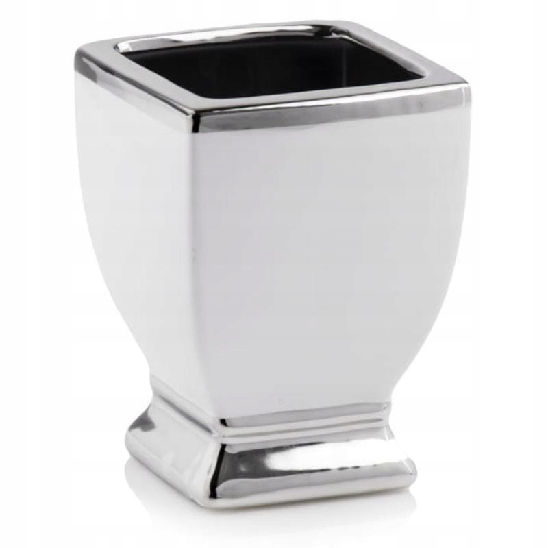 

Biało-srebrna donica ceramiczna pucharek osłonka
