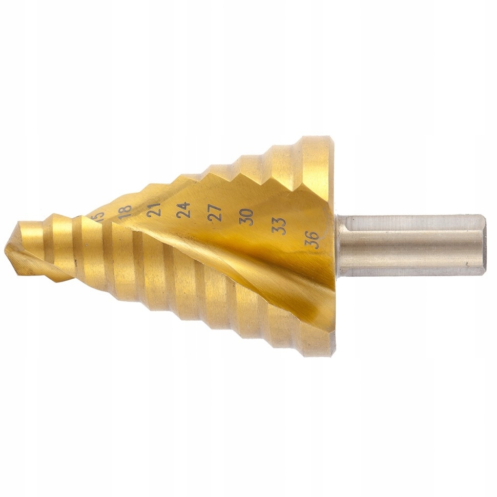 

Wiertła Stożkowe Stopniowe 9-36mm Tytan