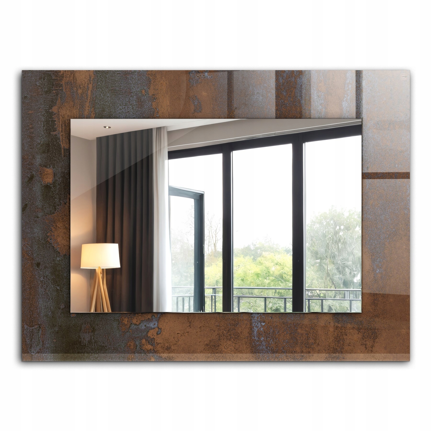Ozdobné zrcadlo na zeď obdélníkového tvaru Módní rez kov XXL 80x60 cm