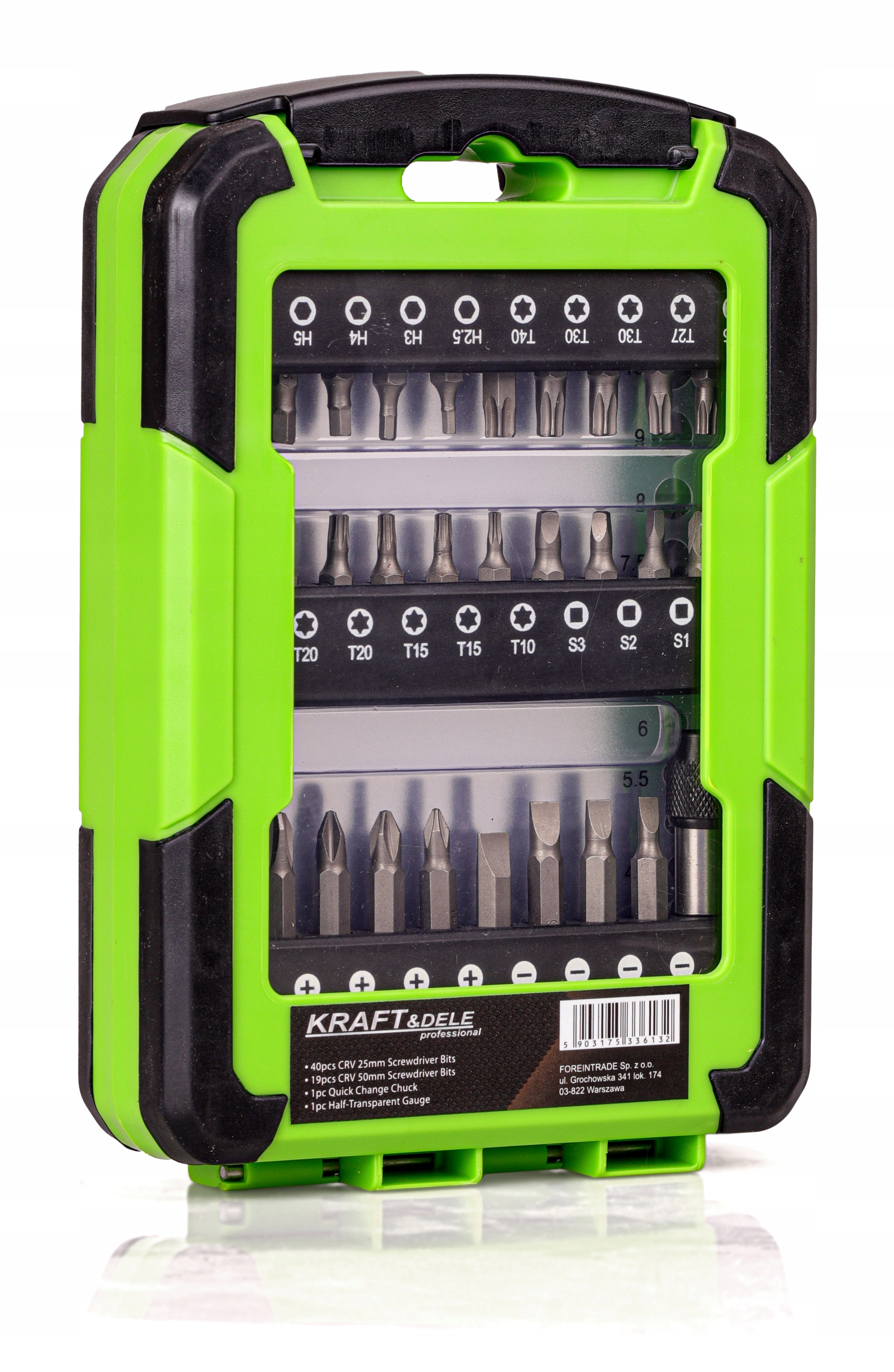 Zestaw bitów do WKRĘTARKI 61 elementów. ORGANIZER Grubość nasady bitu 1/4