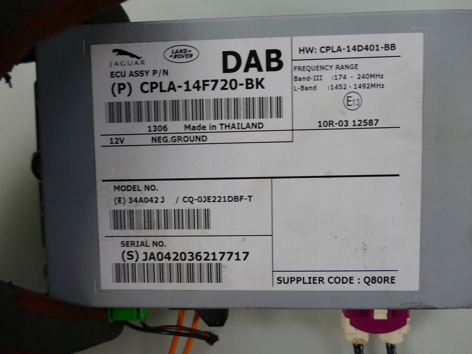 JAGUAR XF X250 LIFT module RADIA DAB control unit