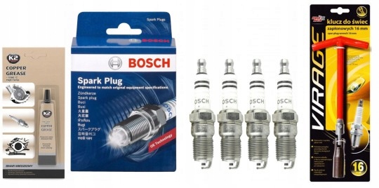 4xŚWIECA ZAPŁONOWA BOSCH SUPER +8 FR7DC+KLUCZ+SMAR