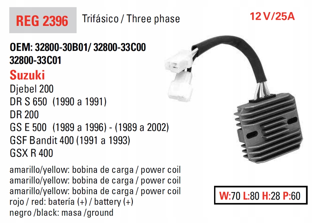 Regulátor Napätia Suzuki GS500E 89-02, GSF400 91-93 (ESR170)