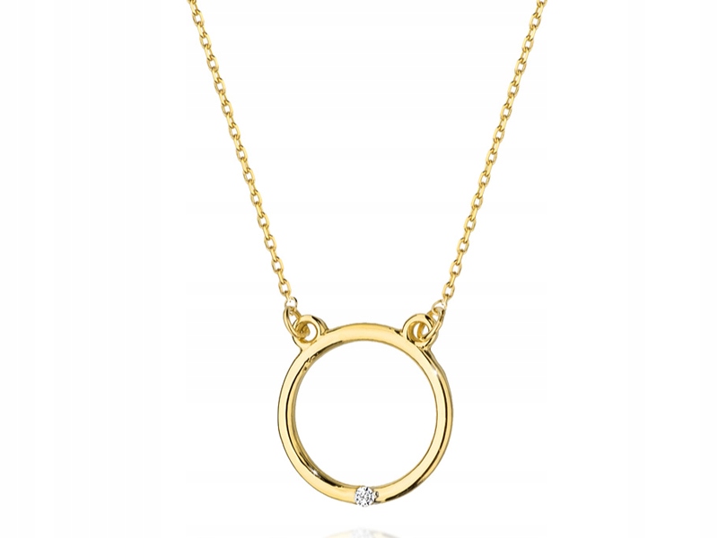 Zlatý náhrdelník 585 ring s diamanty 1,05 g, moderní módní vzor, dárek