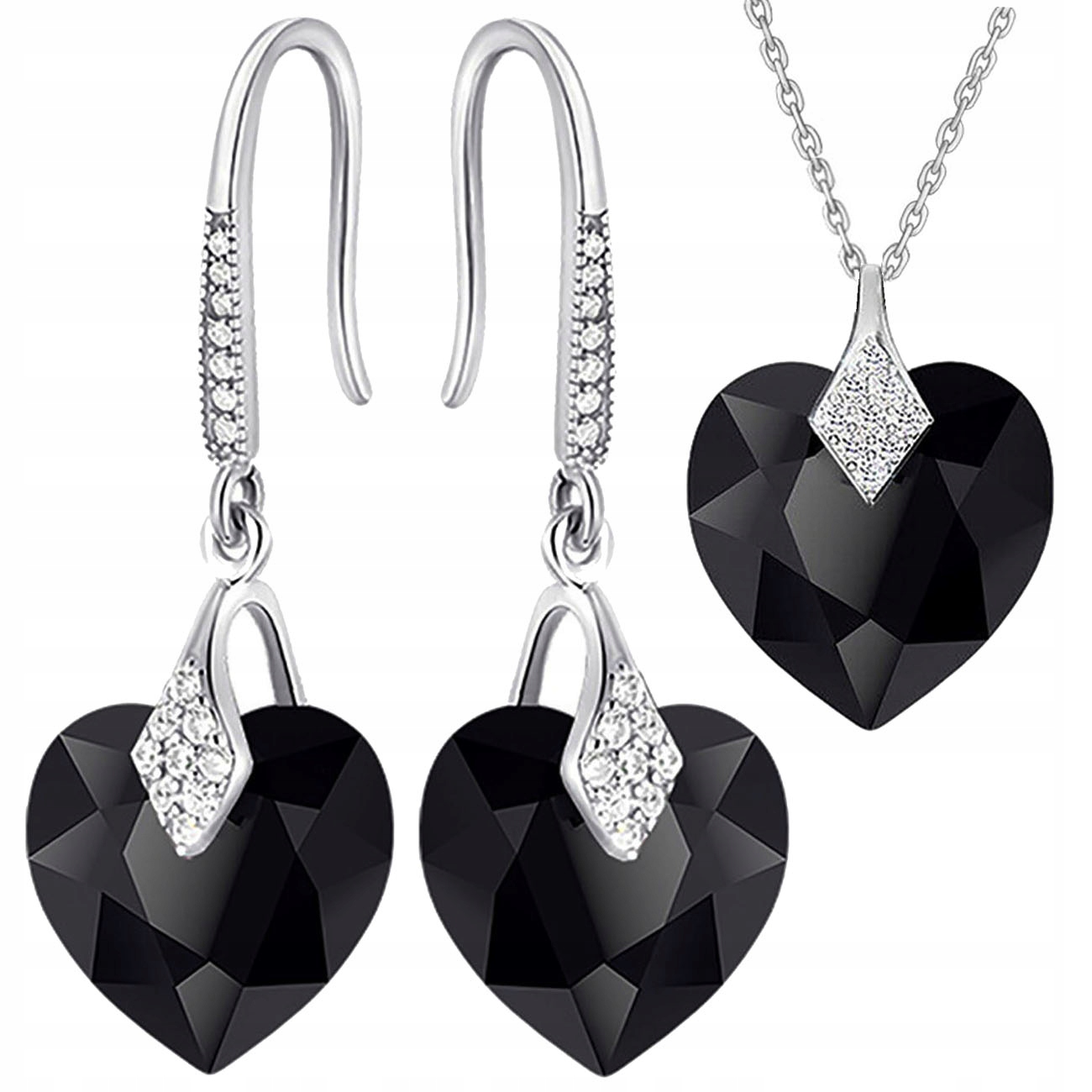 Sada šperků Stříbrné Náušnice Náhrdelník s přívěskem Sada Zirkony