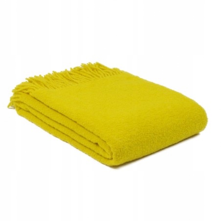 Vlněná deka Merynos Bukle 140x200 Bouclé s třásněmi Žlutá Kampol