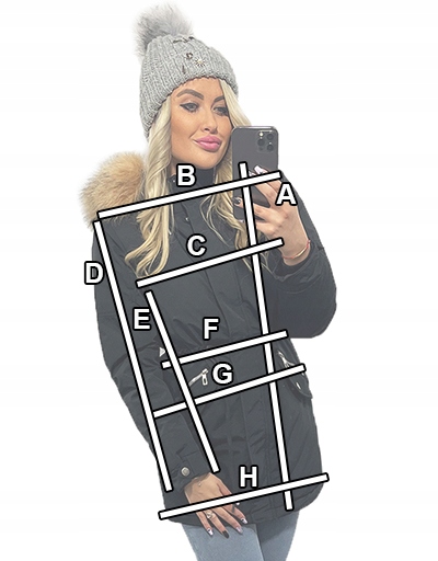 KLASYCZNA ZIMOWA PARKA CIEPŁA KURTKA DAMSKA NA MISIU Z FUTERKIEM 5XL Wypełnienie syntetyczne