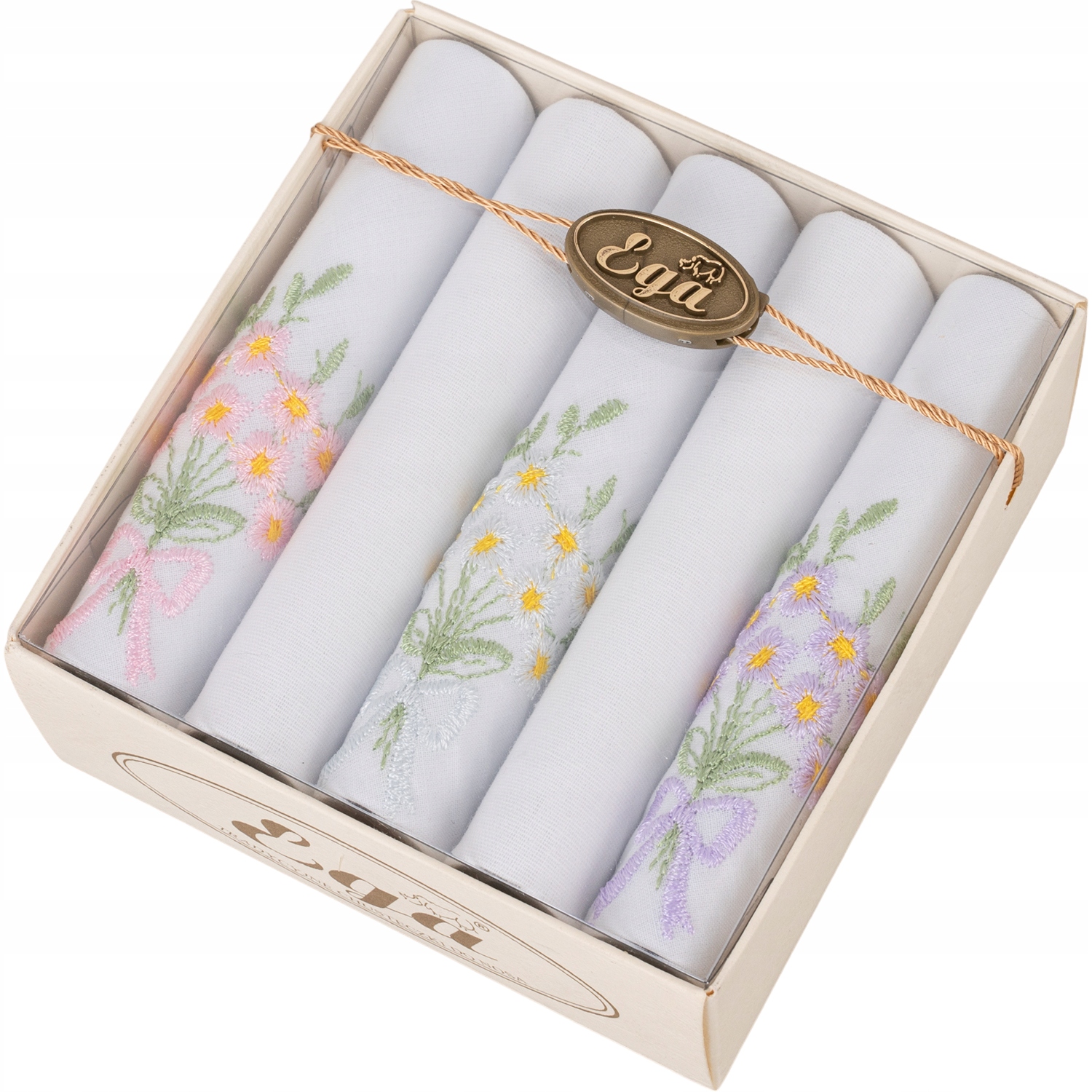 5x CHUSTECZKI DO NOSA PASTELOWE HAFTOWANE KORONKA BAWEŁNIANE ELEGANCKIE Model CH-8166