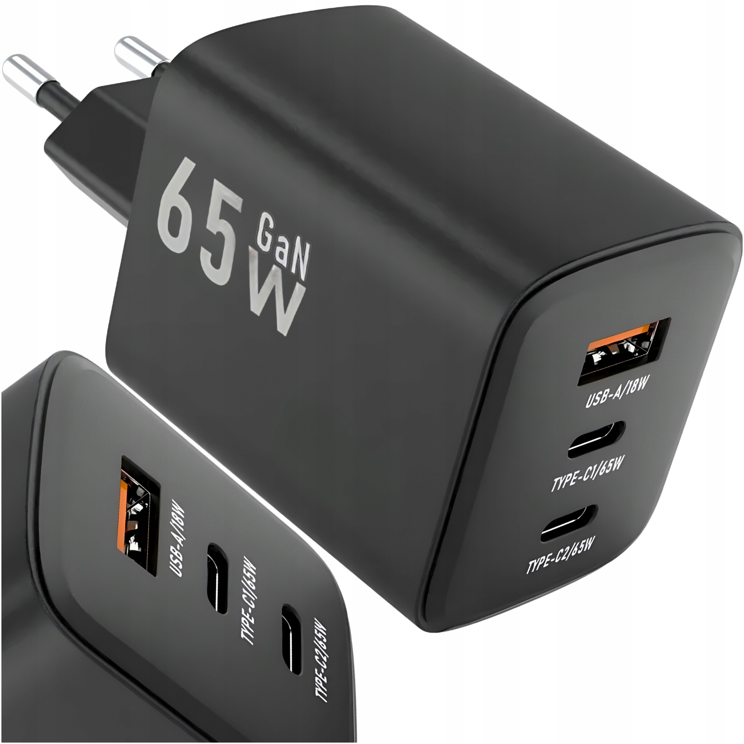 SZYBKA ŁADOWARKA SIECIOWA 65W QC 4.0 PD GaN USB 2x USB-C KOSTKA UNIWERSALNA