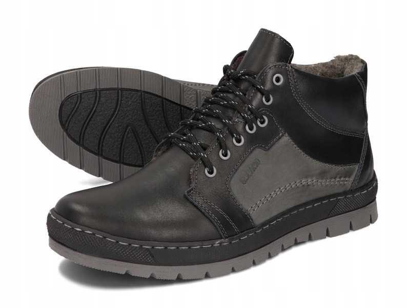 TRZEWIKI ZIMOWE BUTY POLSKIE SKÓRA 171 CZARNY 46 Materiał zewnętrzny skóra naturalna