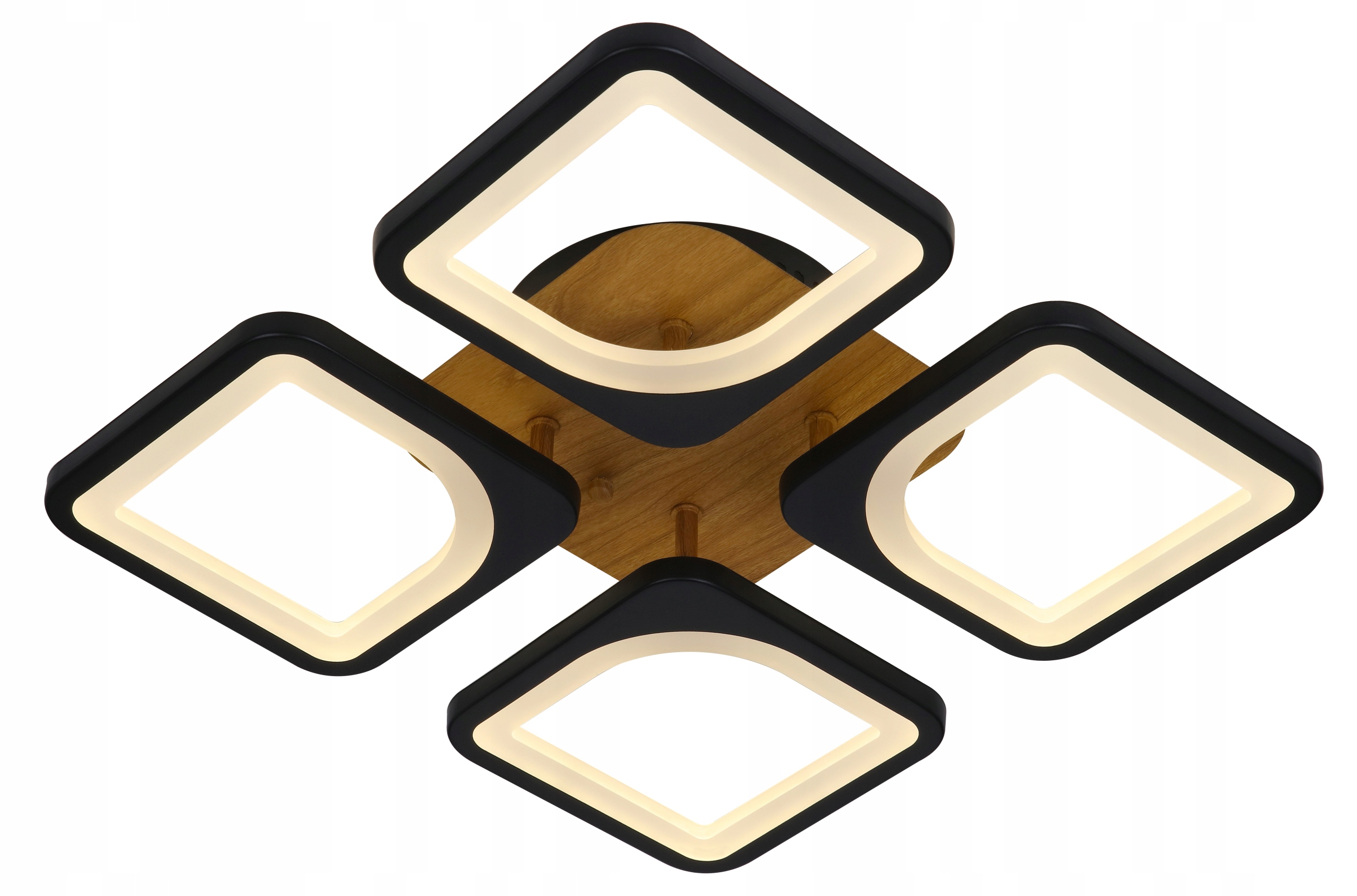 Lampa Led Kwadrat Sufitowa Plafon Led Pilot Drewno