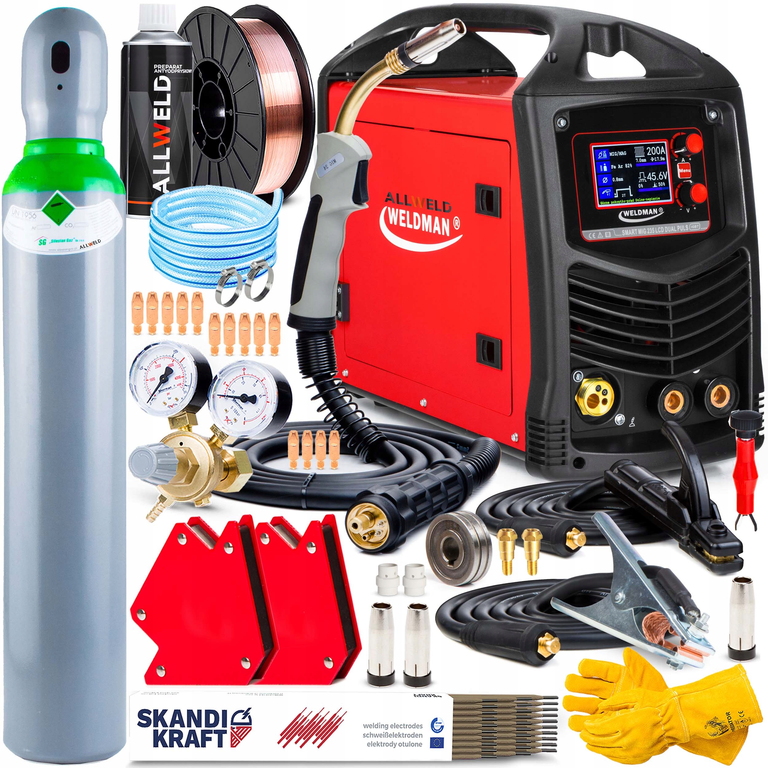 Svařovací Stroj Migomat Weldman Mig 235 LCD Dual Puls Igbt Aluminium Mma Tig 200A