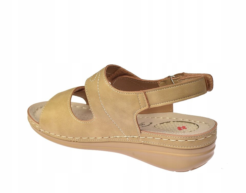 SANDAŁY DAMSKIE NA BOLĄCE PIĘTY WKŁADKA NA OSTROGI PIĘTOWE 3015 CAM r. 41 Materiał zewnętrzny skóra ekologiczna