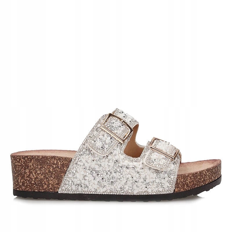 Stylové dámské nazouváky Sca'viola na vysoké platformě L-47 White