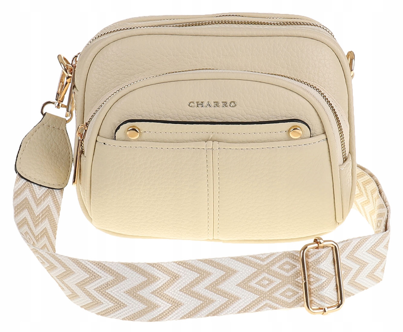 CHARRO Elegancka Torebka Damska beżowa kuferek listonoszka CH966914 Beige Marka inna