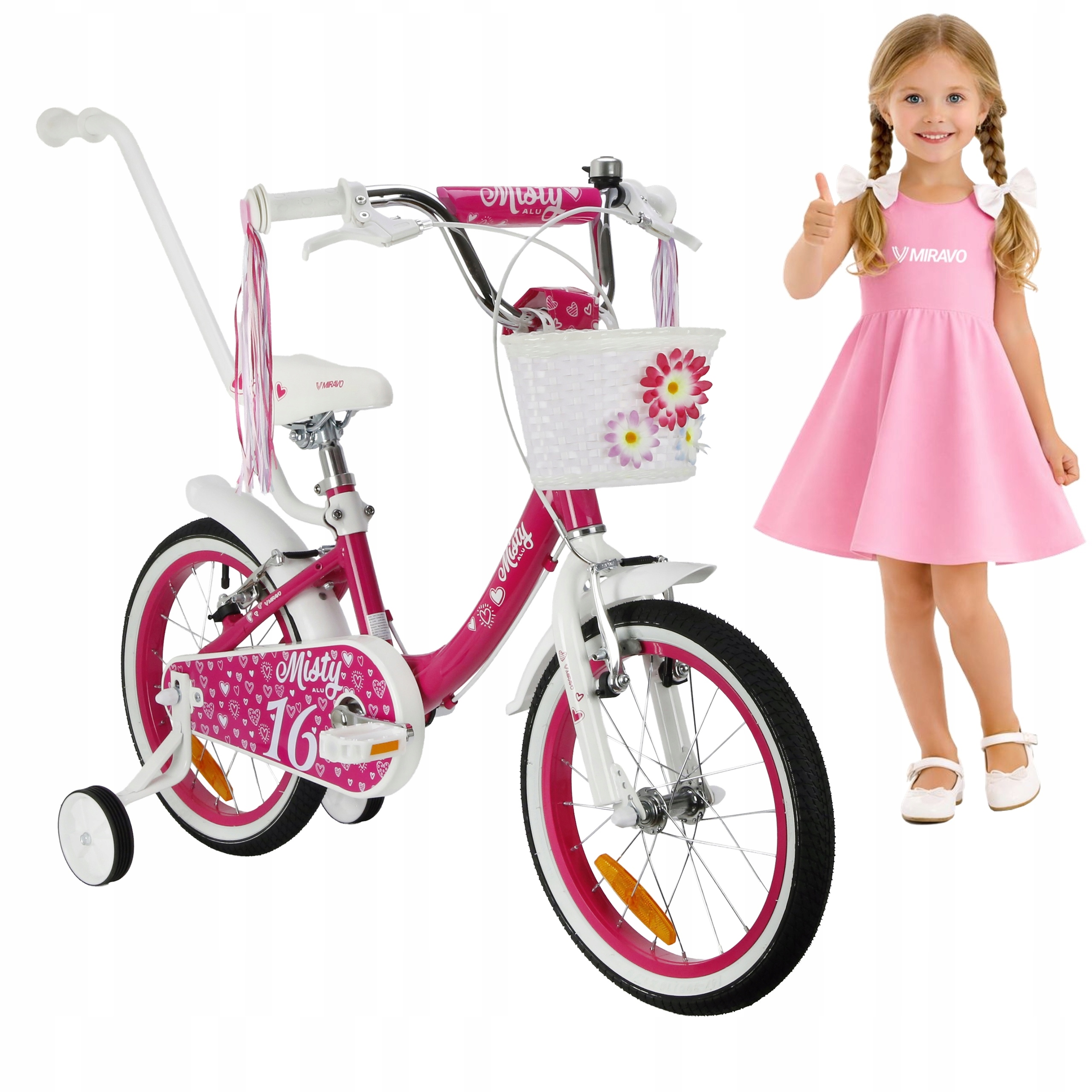 Rowerek Dziecięcy 16 Cali Miravo Rower Aluminiowy Dla Dziewczynki Lekki