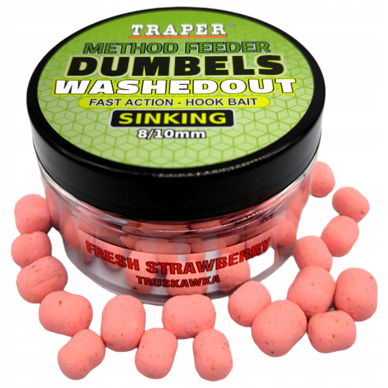 Dumbels Traper WashedOut Sinking 8-10mm/50g Truskawka Strawberry Na Metodę