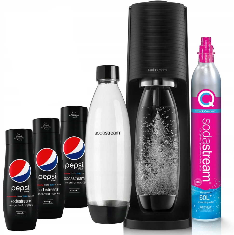 Saturator SodaStream Terra Czarny Butelka 3 Syropy