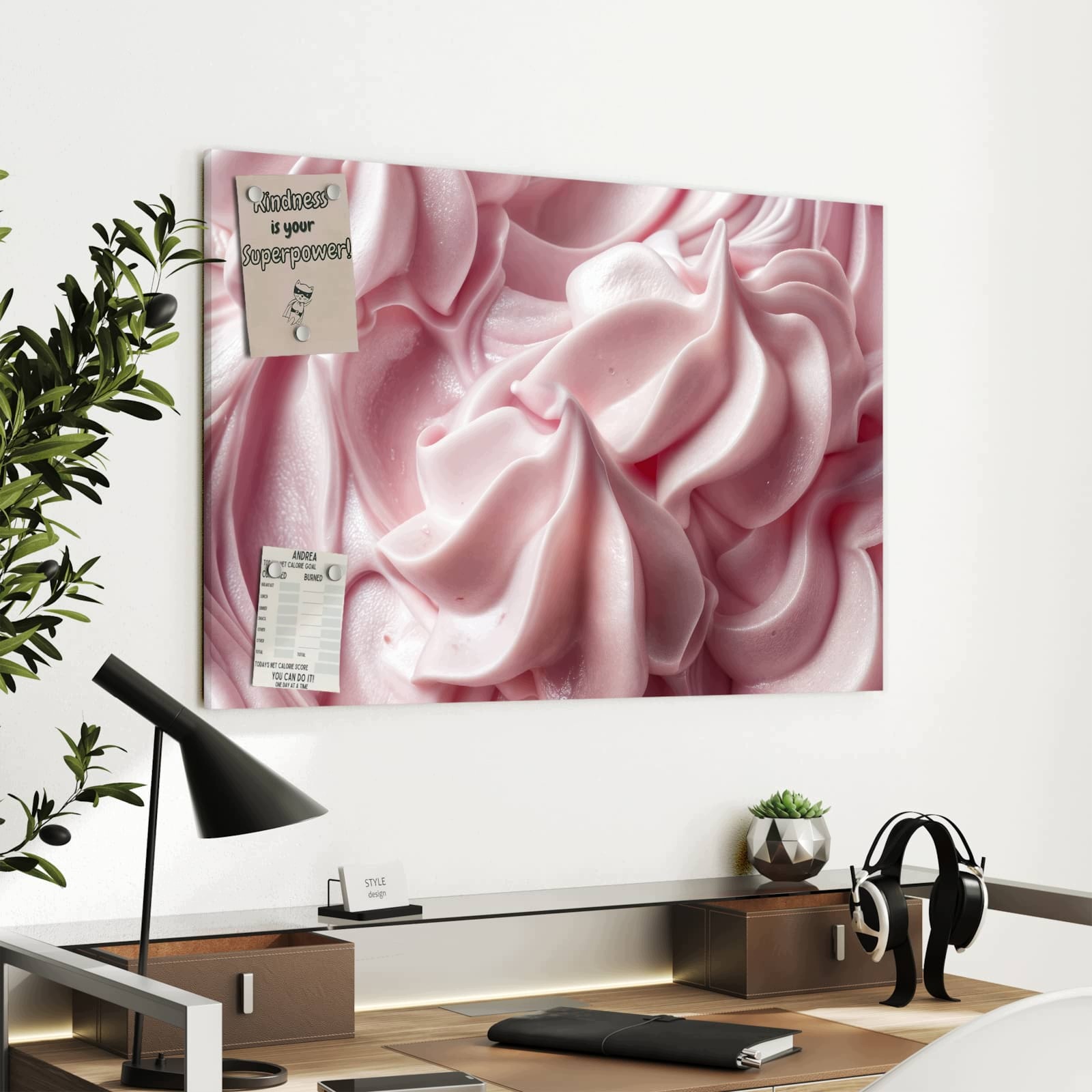 Magnetická tabule Jemné Krem s piankou 90 × 60 cm