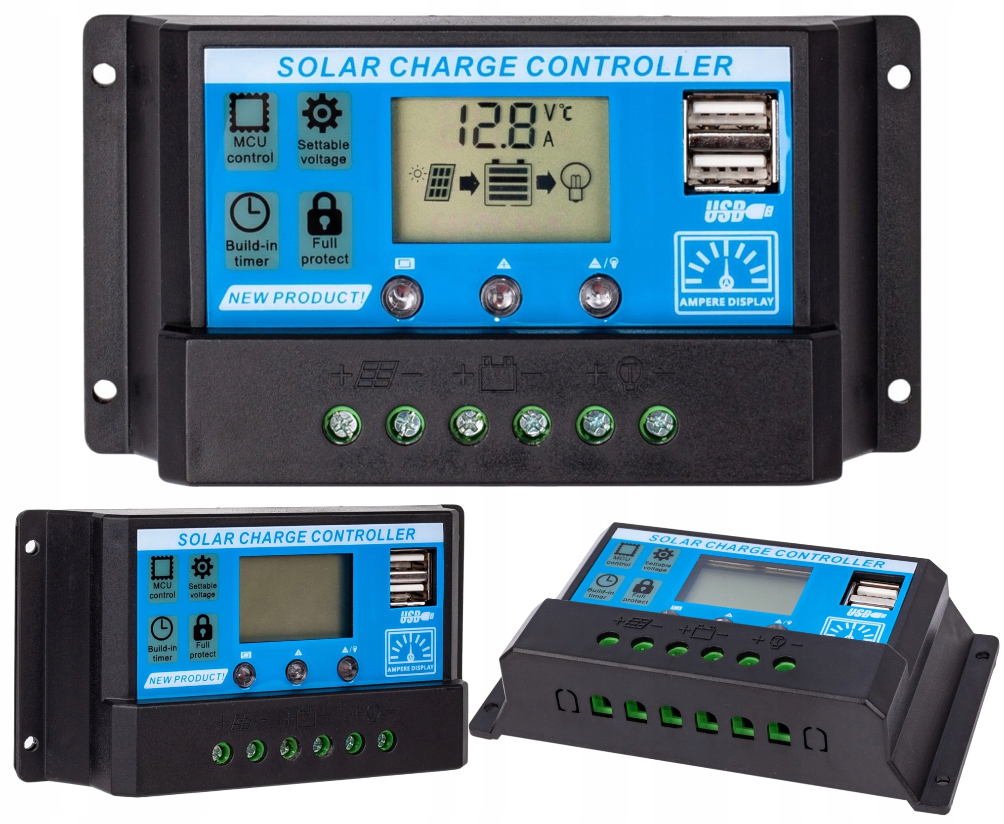 

Solarny Regulator Ładowania Pwm LCD Usb 12/24V 10A
