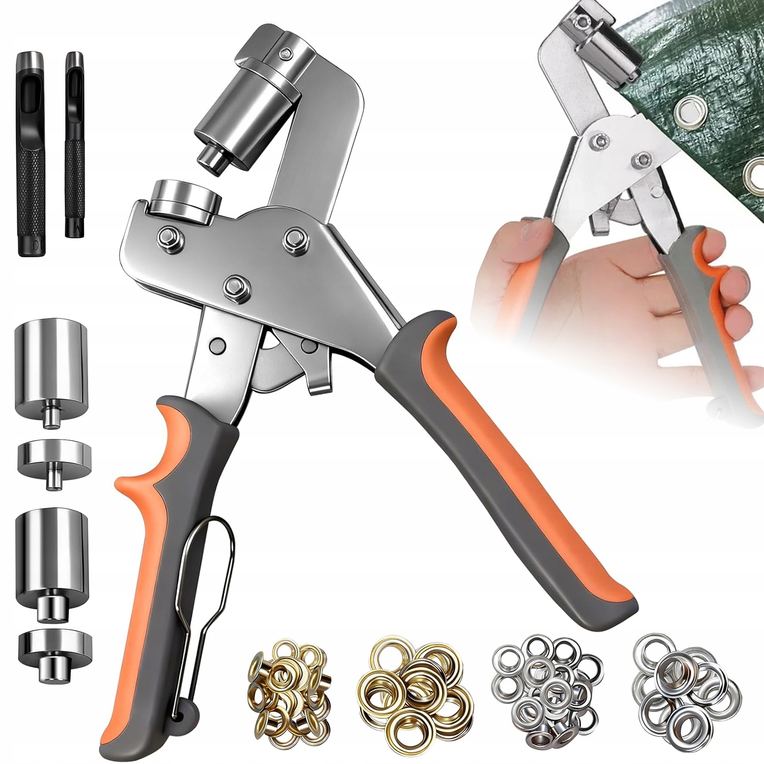 Kleště Na Očka 6 MM 10 MM Sada 500 Ks Kovová Plachta Kůže Diy Stan