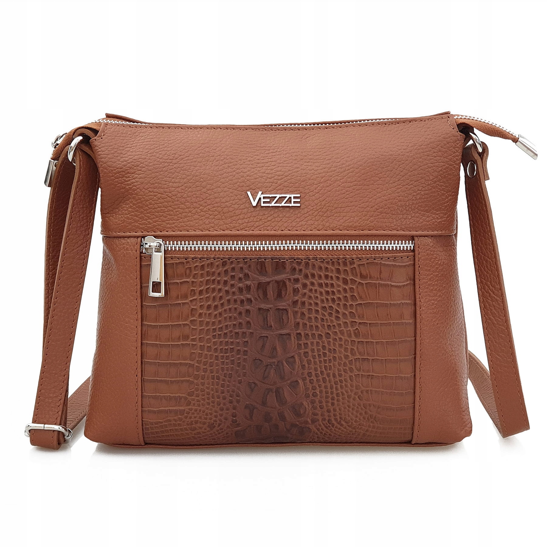 

Torebka skórzana listonoszka kroko z paskiem Camel