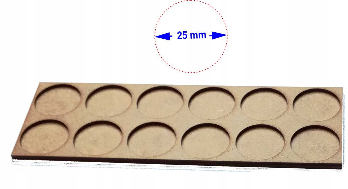 Movement Tray 25 mm 2x6x25 HDF/MDF / Mod Trays 1 szt.