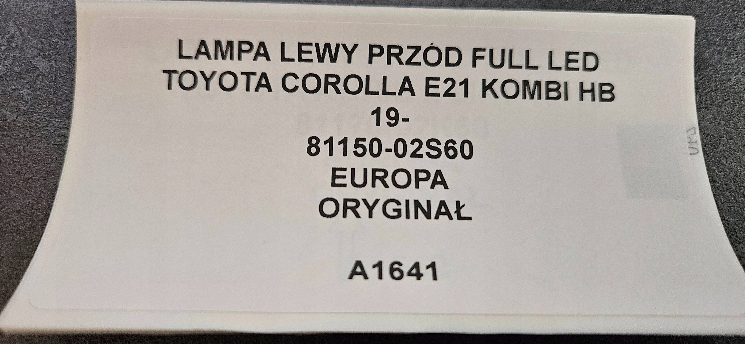 light left front FULL LED TOYOTA COROLLA E21 KOMBI HB 19- original