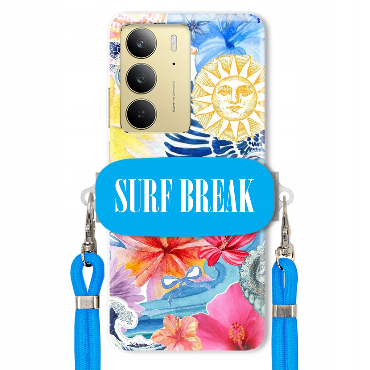 Puzdro pre Realme C75 4G Crossbody Blue držiak Surf Break na dovolenku