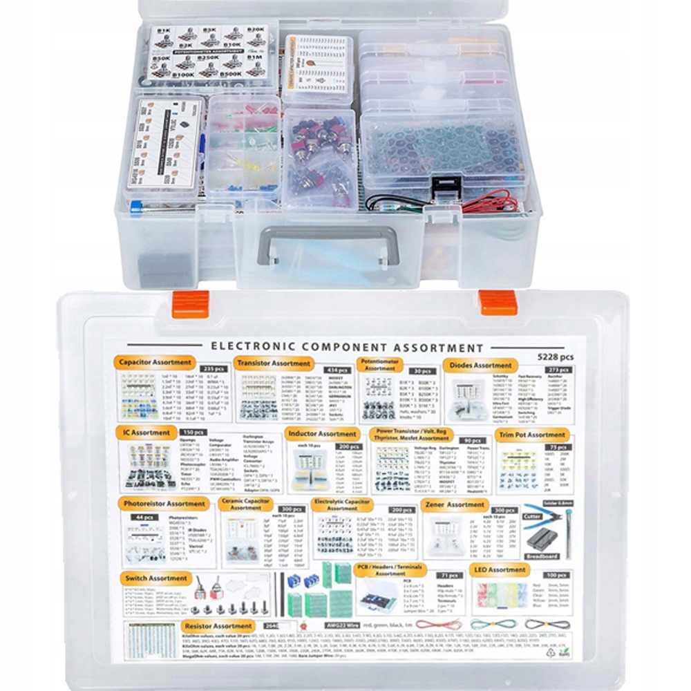 Sada elektroniky Diy pro výuku prototypování 5228 prvků – Komponenty