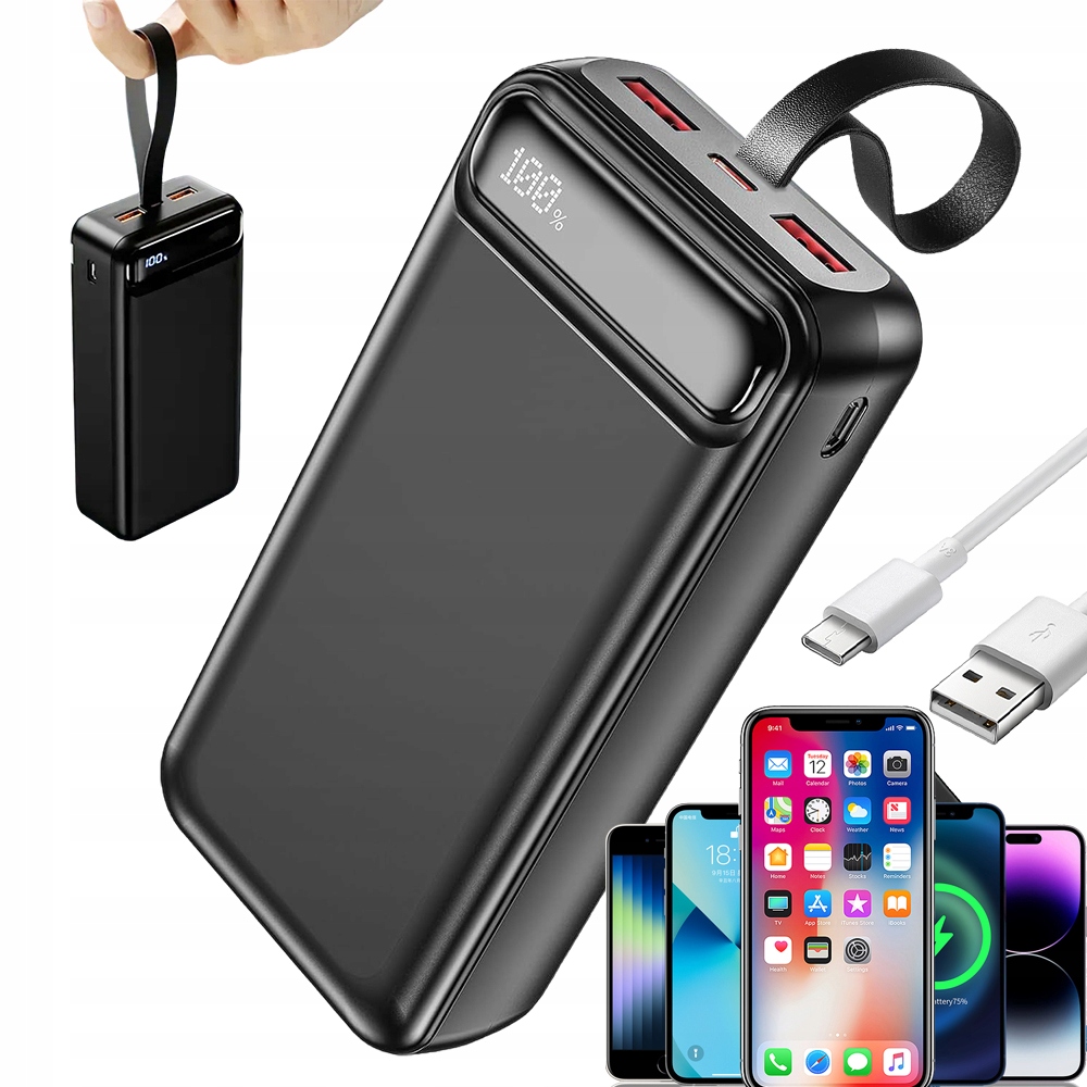 Powerbanka 50000 Mah S 3 Porty Usb A Rychlým Nabíjením Telefonu