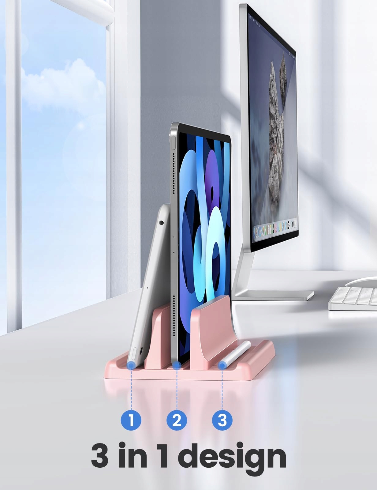 VAYDEER Stojak Na Laptop 3w1 Kompatybilny Z MacBook iPad Do 17 Cal Różowy — miniatura 2