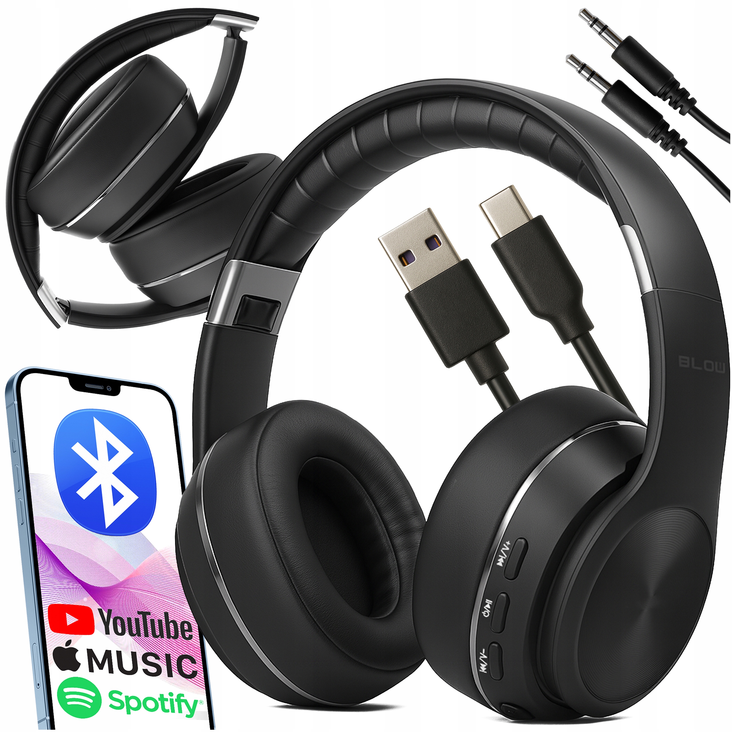 Słuchawki Bezprzewodowe Nauszne Bluetooth Anc Gamingowe Z Mikrofonem Usb C