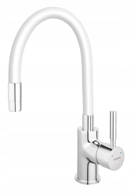 Ferro Bateria kuchenna Zumba Biała Chrom elastyczna wylewka stojąca BZA4W