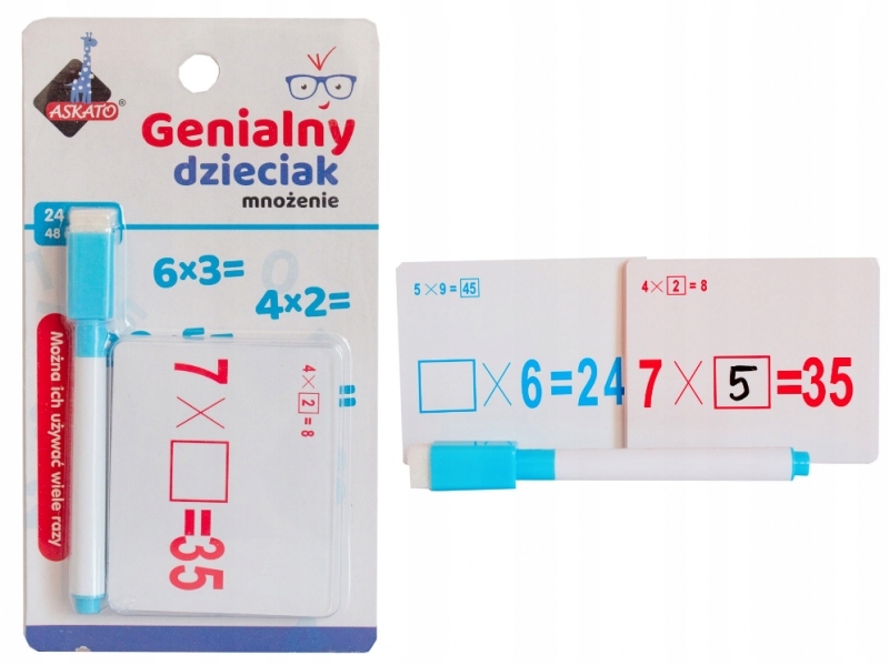 GENIALNY DZIECIAK FISZKI ARYTMETYCZNE NAUKA MNOŻENIA MNOŻENIE 5+ ASKATO