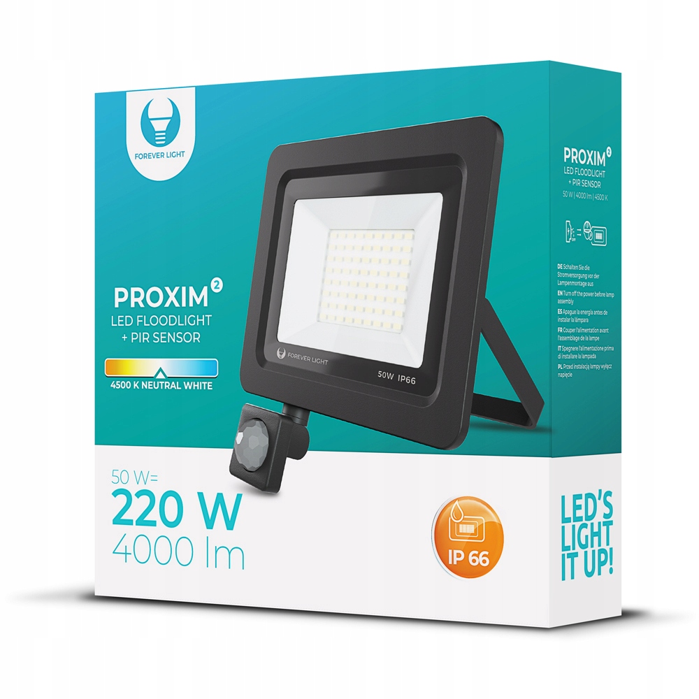 

Naświetlacz Led 50W neutralny z czujnikiem Pir