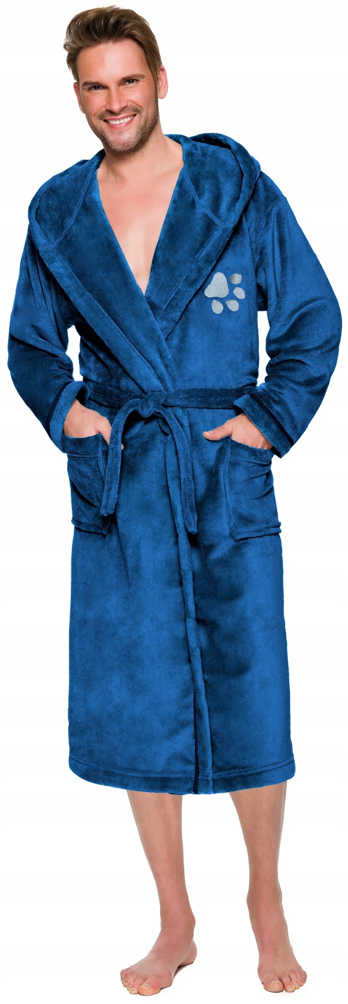 ŁAPKA CIEPŁY DŁUGI SZLAFROK MĘSKI Z KAPTUREM L Materiał dominujący wellsoft