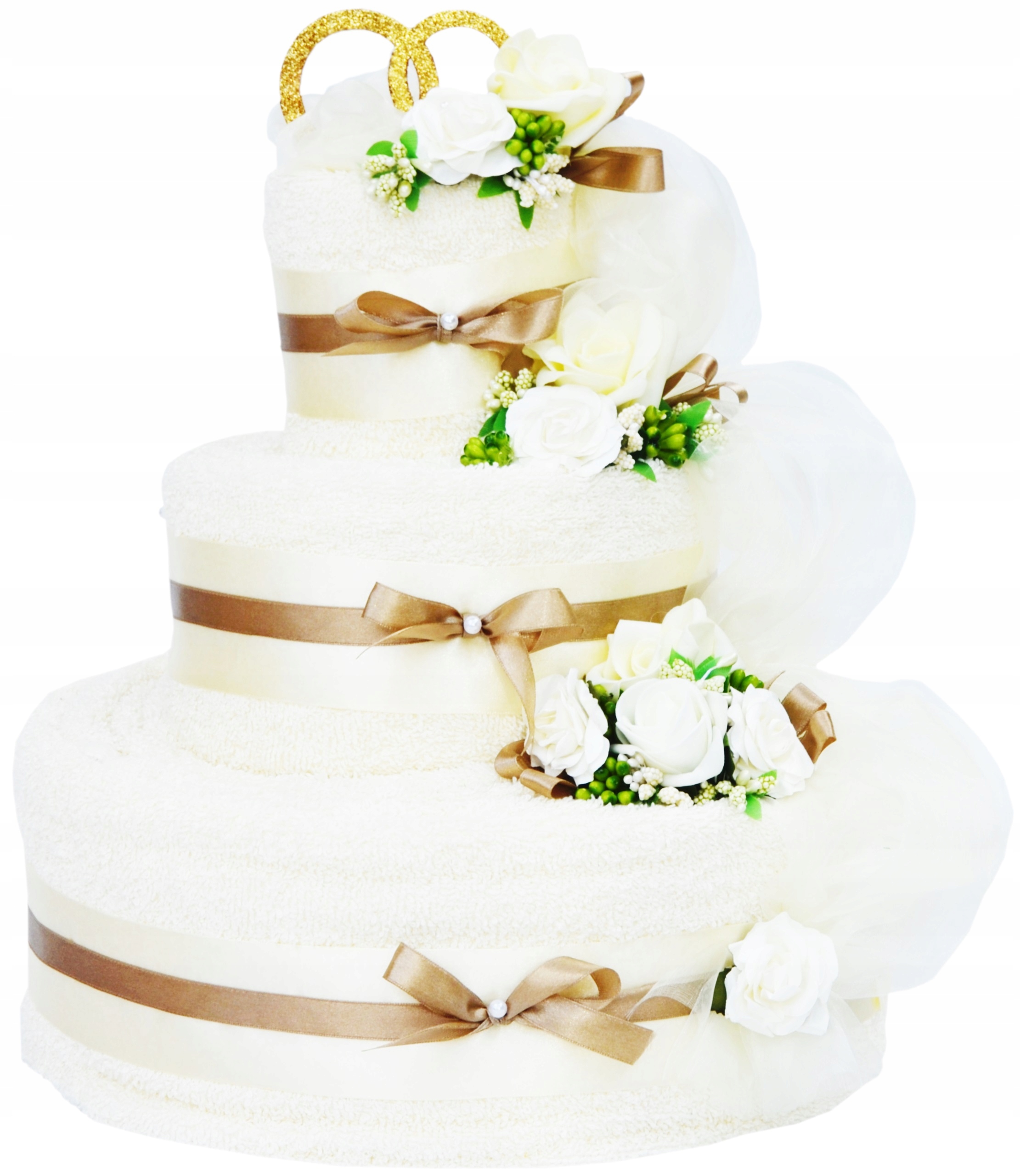 

Elegancki Tort 8 ręczników Duży Prezent na Ślub