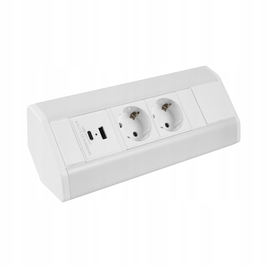 Gniazdo meblowe 2 x 230V 2 x USB Corner Box biały