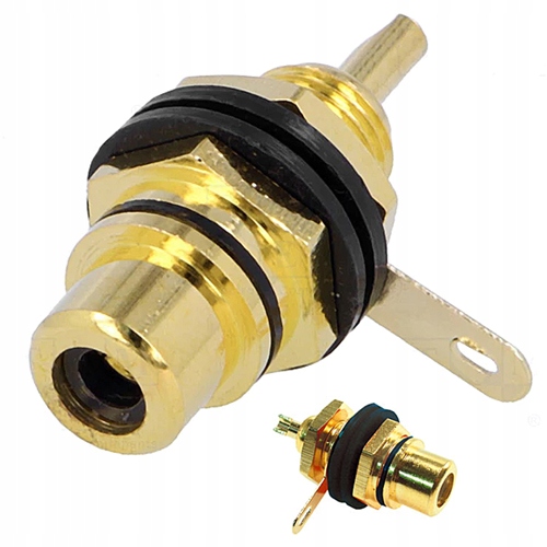 2 x Gniazdo montażowe RCA HQ pozłacane. Cinch. Montaż lutowany